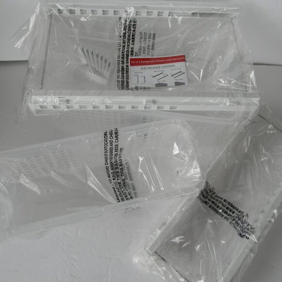 NEW Refrigerator Storage Drawers 2-Piece Small and Large Set CLEAR - Picture 2 of 2